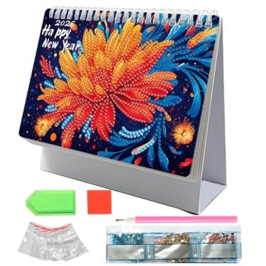 Imagem de Calendário de mesa 2026 D I Y Gem Painting - Decoração mensal de artesanato e planejador de objetivos | Organizador de arte de diamante para compromissos, gerenciamento de tempo, decoração de