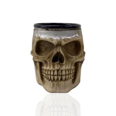 Imagem de Caneca Resina Personalizada De Caveira Prata Crânio Viking - + Az Desi