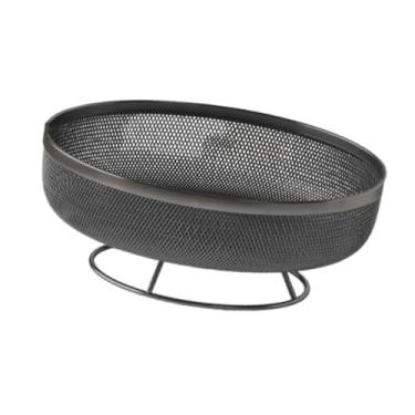 Imagem de YWJLQH Fruteira com pedestal, bandeja de servir em arame de ferro, 20x20x9,5cm, versátil e, para decoração de casa, cesto de armazenamento, Preto