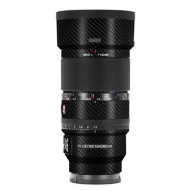 Imagem de 100 2.8 Câmera Macro Lens Skin Vinil Wrap Película Adesiva para Sony FE 100 mm F2.8 Macro GM OSS Protector Decalques Acessórios FE 2.8/100 (Fibra de Carbono Preto, para Sony FE 100 mm F2.8 Macro GM