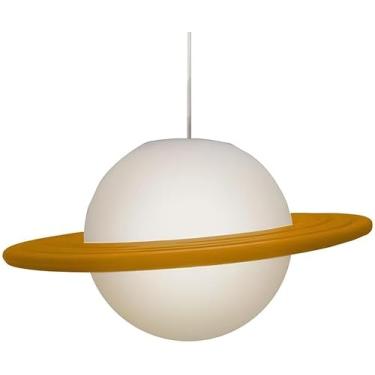 Imagem de Luminária Pendente Saturno Rings Laranja 53cm | Decoração Espacial e Design Flutuante | Iluminação Criativa para Sala, Quarto e Escritório | Bivolt 110V/220V | Polietileno