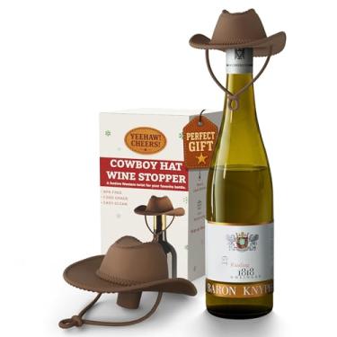 Imagem de Rolhas de vinho com chapéu de cowboy – meias de Natal e presentes de elefante branco, rolha de garrafa de silicone divertida mantém o vinho fresco, utensílios de cozinha inovadores para homens