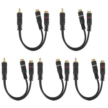 Imagem de Kit com 5 Cabos Y RCA para Som Automotivo Saída Fêmea ou Macho Emborra