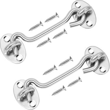 Imagem de Rainspire (Pacote com 2) Gancho de privacidade de 15 cm para porta de celeiro, trava de porta de celeiro de aço inoxidável, ganchos de cabine para persianas de portão, janela deslizante, celeiro