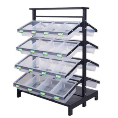 Imagem de Prateleira de supermercado grande para exibição de lanche com 32 peças de caixas grandes e placa deslizante, suporte de placa de lojas de conveniência de fileira dupla para brinquedos, supermercado