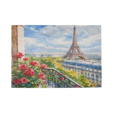 Imagem de Burbuja Jogo americano da Torre Eiffel, conjunto de 4, tapetes de mesa laváveis antiderrapantes, resistentes ao calor, para cozinha, mesa de jantar, ambientes internos e externos