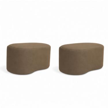 Imagem de Kit 2 Puff Feijão Curvo Orgânico Sala Redondo Confortável Moderno Suede Capuccino