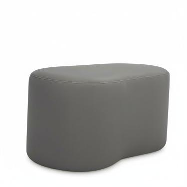 Imagem de Puff Curvo Feijão Orgânico Sala Redondo Confortável Quarto Moderno Linho Cinza