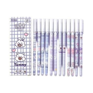 Imagem de Caneta Gel Azul Apagável Ponta Agulha 0.5mm Pacote Com 12 Para Estudan