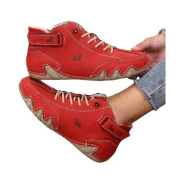 Imagem de Botas Femininas Casuais De Couro Cano Alto Com Costura Exclusiva, Cada