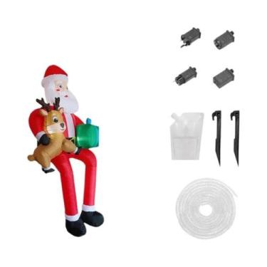 Imagem de Papai Noel Inflável De 9,51 Pés Com Rena E Luzes LED, Decoração De Nat