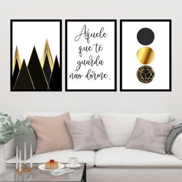 Imagem de Kit 3 Quadros Decorativos Aquele Que Guarda Não Dorme