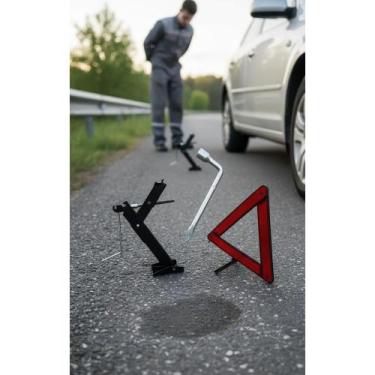 Imagem de Kit Segurança Carro: Macaco 600kg, Chave 17mm e Triângulo - Congratula