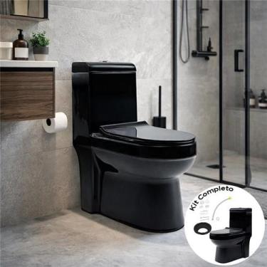 Imagem de Kit Vaso Sanitário Monobloco e Acessórios Modaza Acqua Nero, 3 e 6 Lit