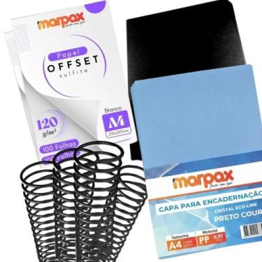 Imagem de Kit Capa Offset A4 + Capa Couro e Cristal Eco Line + Espiral - Marpax