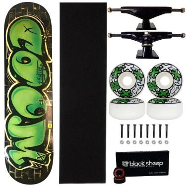 Imagem de Skate Wood Light Maple Montado 8.0 Grafitado Verde Roda Next-Masculino