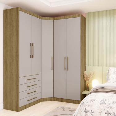 Imagem de Conjunto Modulado para Quarto Paris 5 Portas 4 Gavetas MDP 160CM Cinza Eucamóveis