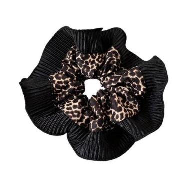 Imagem de Elásticos De Cabelo Vintage Com Estampa De Leopardo E Renda Para Mulhe