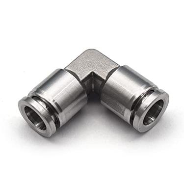 Imagem de 1 pedaço PV304 Aço inoxidável metal pneumático Conector 4 milímetros 6 milímetros 8 milímetros 10 milímetros 12 milímetros cotovelo de 90 graus Conector de encaixe Quick Release Air Fitting YYDFPIIA