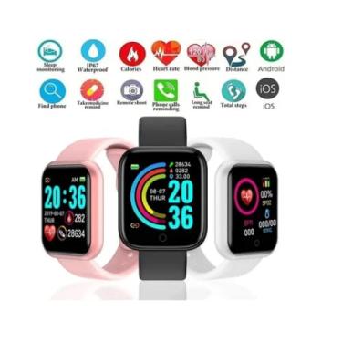 Imagem de Relógio Inteligente Smartwatch Modelo D20 Y68 Pró Atualizado Troca Foto (Borda Cinza)