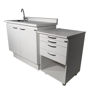 Imagem de Combo Móveis Odontológicos - Mesa Auxiliar + Armário c/ pia