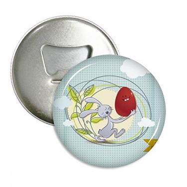 Imagem de Feliz Páscoa Festival de Folhas de Coelhinho Abridor de Garrafas Imã de Geladeira Emblema Multifuncional