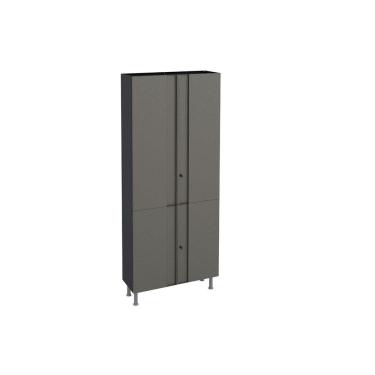 Imagem de Armário Multiuso Sala Multibox c/ 4 Portas c/ Chave Preto/Cinza - Telasul