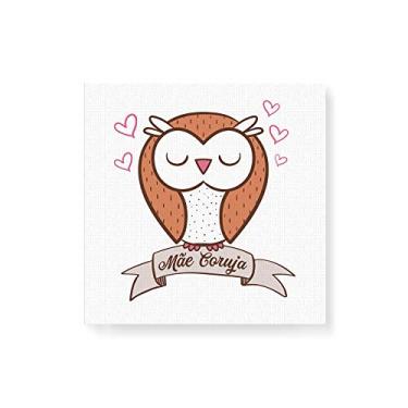 Imagem de Arte Maníacos Quadro Decorativo em Tela Canvas Mãe Coruja Fundo Branco - 50x50cm