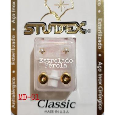 Imagem de Brinco Studex Classic 4Mm Tiffany Pérola Medio Dourado