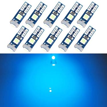 Imagem de T5 Lâmpada de LED para painel de painel azul gelo 8000 K 3030 SMD base cunha para carro caminhão instrumento, ar condicionado, lâmpada CA, kit de acessórios interiores automotivos, brilhante, 12 V 1 W pacote com 10 【1797】