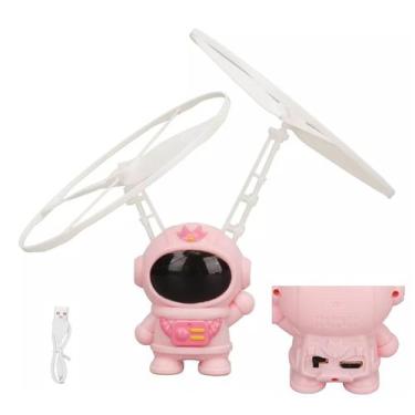 Imagem de Mini Drone Astronauta Boomerang Helice Voador LED USB Bateria Recarreg
