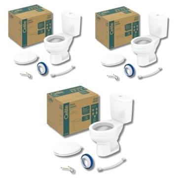 Imagem de Kit 3 Vaso Sanitário com Caixa Acoplada e Assento Soft Close Acesso Confort Celite Branco