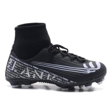 Imagem de Chuteira Campo Botinha Preta Trava Tachão com Solado Costurado 34 ao 4