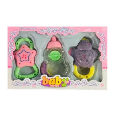 Imagem de Chocalho para Bebe kit com 3 Peças Colorido - Pica Pau, Rosa