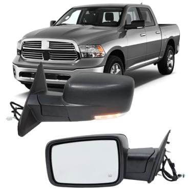 Imagem de MOFOAP Espelho lateral do motorista compatível com Dodge Ram 1500 2500 3500 2013-2018 espelhos com lâmpada de poça aquecida, sensor de temperatura, sintonização, sinal LED, dobra de energia