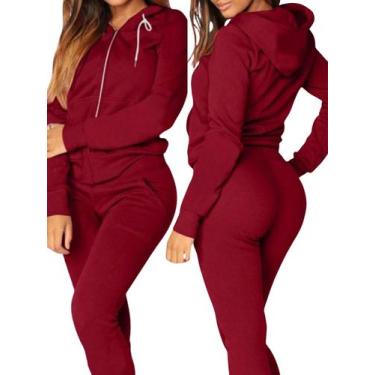 Imagem de Conjunto  Moletom  Feminino Agasalho Blusa de frio Calça inverno  - Gi