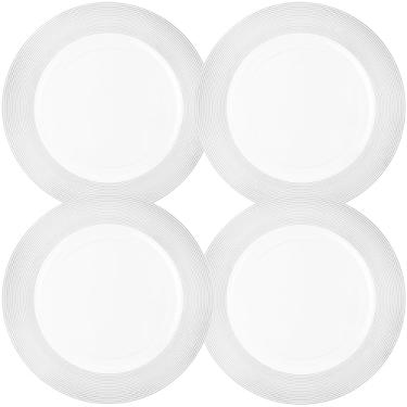 Imagem de Wedding Venue Shop Charger Plates - 13" White/Silver Rope Textured Pack of 4