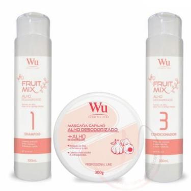 Imagem de Kit capilar Alho Desodorizado 3 passos Linha profissional  - Wu Cosmet