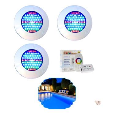 Imagem de Kit Iluminação Piscina 4 Refletores Led Abs Rgb + Comando Touch + Font