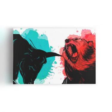 Imagem de Quadro Touro e Urso de Wall Street Finanças Canvas 30x40cm - PlimShop