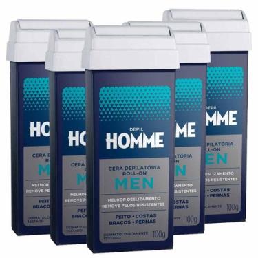Imagem de Kit 5 Refis Cera Depilatória Roll-on Masculina 100g - Depil Homme - De