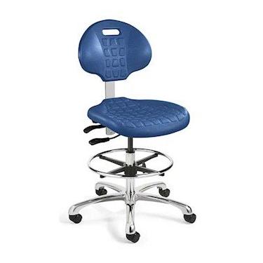 Imagem de Bevco 7000-BLUE Cadeira de poliuretano, azul, altura do assento 40,6 cm - 53,3 cm, base de plástico reforçado preto