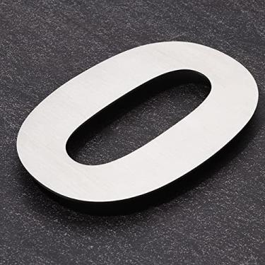 Imagem de COBATA Números de casa modernos - Números de endereço residencial 304 de aço inoxidável 304 de altura à prova de ferrugem/aparência flutuante/fácil de instalar/prata/número 0