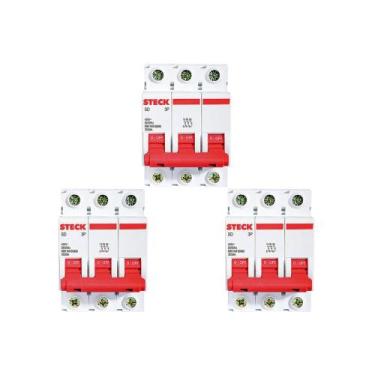 Imagem de Kit C/3 - Disjuntor Steck Din Tripolar 100A Sd3 10Ka
