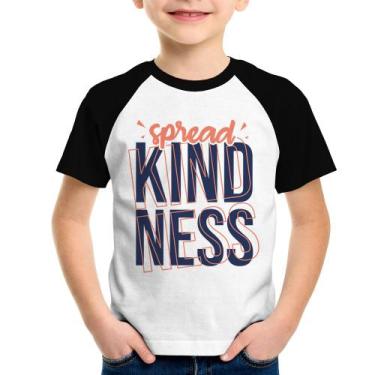 Imagem de Camiseta Raglan Infantil Spread Kindness - Foca na Moda, Branco, Preto