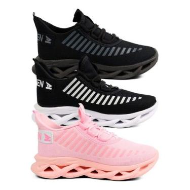 Imagem de Kit 3 Tênis Feminino Para Academia Caminhada Confortável Casual Barato