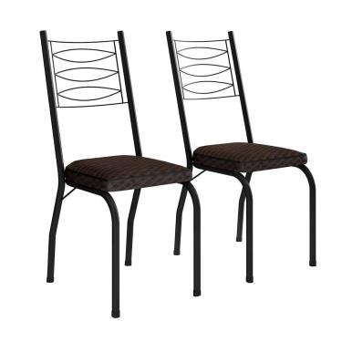 Imagem de Conjunto com 2 Cadeiras Chipre Revestimento Sintético Cacau e Preto