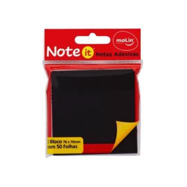 Imagem de Bloco Adesivo Molin Preto 76mmx76mm 50 folhas