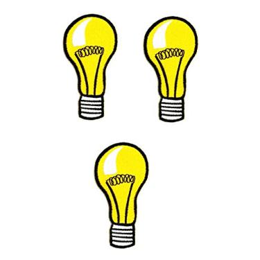 Imagem de Umama Conjunto de 3 lâmpadas amarelas bordadas de ferro no aplique remendo fofo desenho animado infantil remendo artesanato decorativo roupas jeans camiseta chapéu mochilas