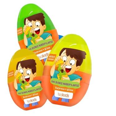 Imagem de Isakids – Slime Ovo surpresa 60g Bichos Horripilantes | 3 cores de slime e 9 miniaturas colecionáveis | Estimula a sensorialidade e criatividade